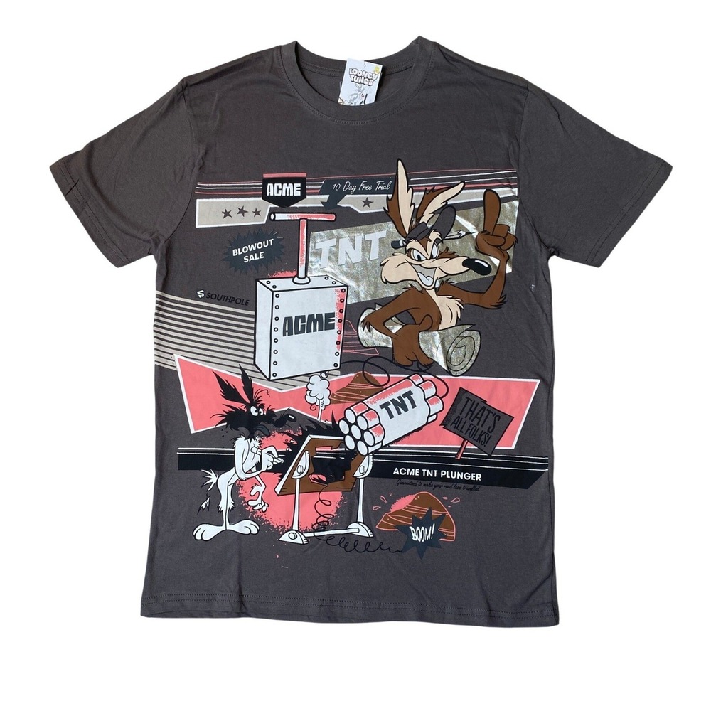 Looney Tunes X Southpole Mens Bugs Bunny Graphic Tee T-Shirt  L Gray Asphalt NWT